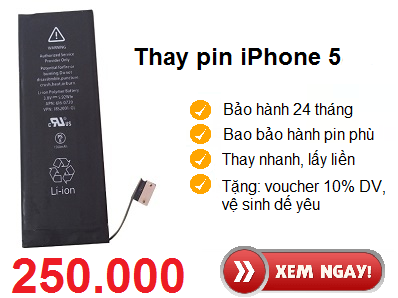 Thay pin iPhone 5 tại ProCARE24h giá rẻ nhất TpHCM