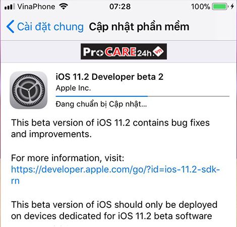 Hướng dẫn cập nhật iOS 11.2 beta 2 mới giúp cải thiện hiệu năng