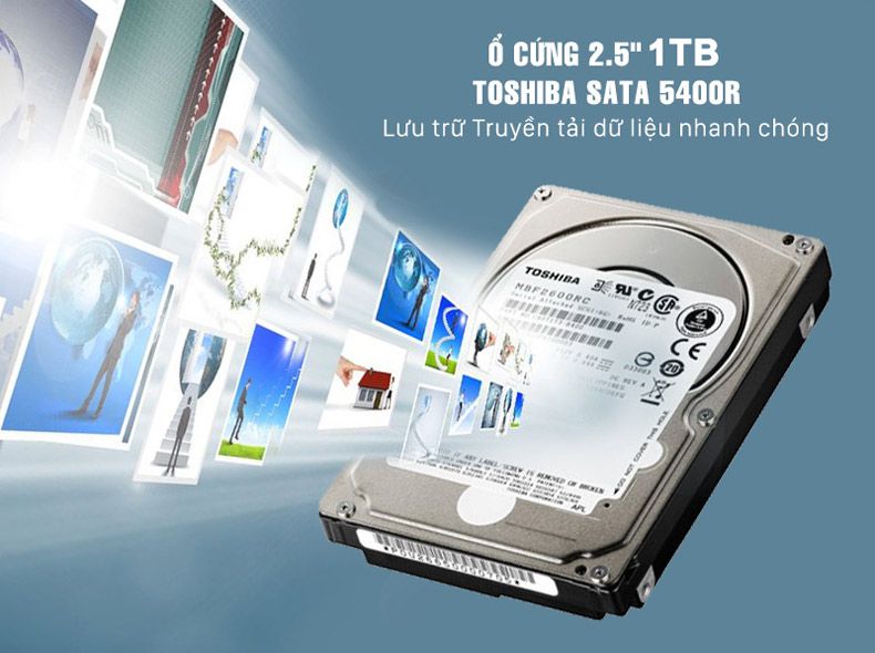 Ổ cứng 2.5" 1TB Toshiba Sata 5400R truyền tải nhanh chóng